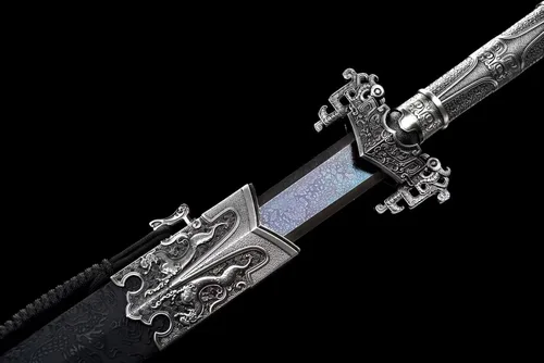 Vista 2 de LOONGSWORD Chino Han Jian, acero de alto manganeso, hoja azul grabada