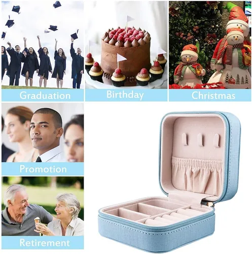Vista 5 de Duomiila - Caja de joyería pequeña mini organizador de viaje portátil para anillos aretes collares Un regalo para niñas y mujeres