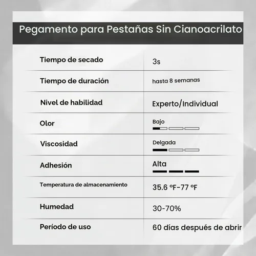Vista 3 de Pegamento de pestañas sin ciano, impermeable, 8 semanas de largo, pegamento individual para pestañas, resistente al aceite, adhesivo para pestañas