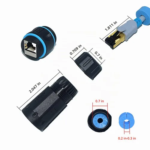 Vista 3 de Acoplador RJ45 Impermeable IP68, Conector Ethernet Impermeable Blindado de Cobre Puro, Conector LAN Exterior Ethernet Impermeable IP68 para Cable