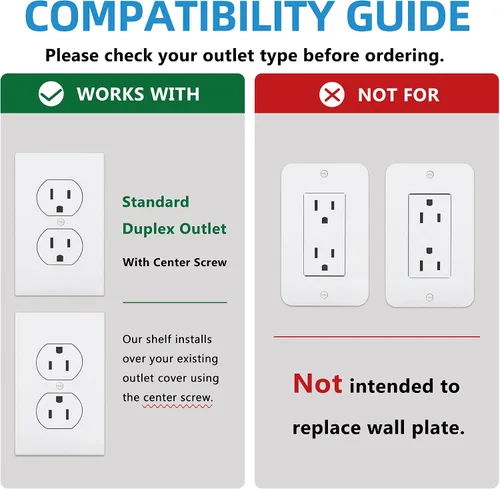 Vista 4 de Soporte de Estante para Enchufe Compatible con Receptáculo Dúplex, Decoración de Baño, Gestión de Cables, Una Solución de Ahorro de Espacio, Homepod