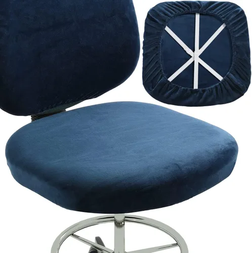 Vista 12 de BUYUE Funda para Silla de Oficina de Trabajo, Terciopelo Súper Suave Elástico Lavable para Silla de Escritorio de Computadora sin Brazos Funda Negro