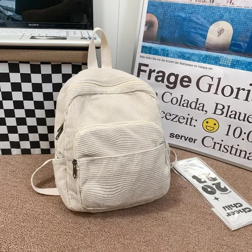 Vista 4 de Mochila pequeña para mujer y mujer, mochila estética, Beige, Tendencia