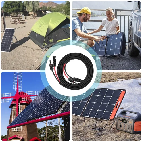 Vista 7 de Cable de extensión de panel solar de 10 pies y 10 AWG con conectores hembra y macho, cable solar para paneles solares, controladores de carga