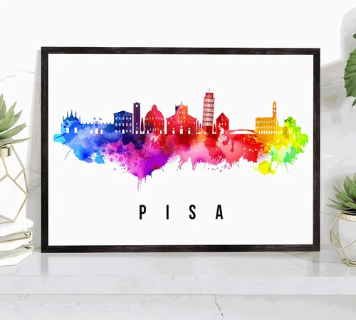 Vista 9 de Póster de Kazan Skyline Rusia, pintura de paisaje urbano de Kazan, póster de Rusia, paisaje urbano de Kazán y estampado de monumentos, arte de pared