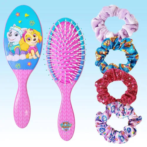 Vista 8 de Barbie - Juego de 5 piezas de accesorios para el cabello, 1 cepillo regular de 9 pulgadas y 4 coleteros, cepillo desenredante, cuerdas elásticas