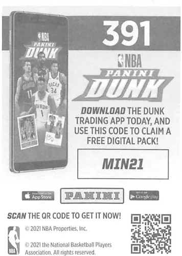 Vista 2 de 2020-21 Panini Stickers #391 Minnesota Timberwolves Team Logo FOIL Official NBA Basketball Album Sticker Measuring 2.75 inch tall X 2 inches wide in