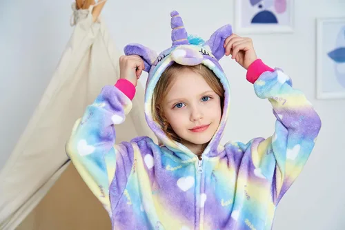 Vista 49 de Pijama de unicornio unisex para niños, enteritos para disfraz, Halloween