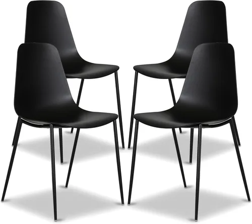 Vista 11 de Poly & BARK Isla - Juego de 4 sillas de cocina modernas, sillas de comedor de plástico con patas de metal, montaje rápido, sillas simples de café