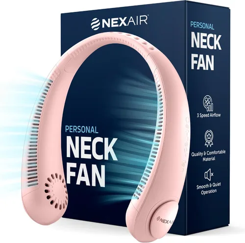Vista 10 de NEXAIR Ventilador de cuello portátil de enfriamiento manos libres, ventilador de cuello ligero sin aspas, 3 velocidades, batería de 2400 mAh, tiempo