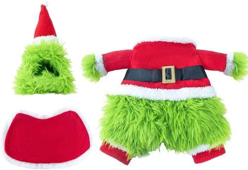 Vista 2 de NACOCO Dog Christmas Furry Costume - Xmas Halloween Dog Cosplay Clothes with Cape Hat Green Monster Funny Uniform Santa Outfits Party Favors Apparel