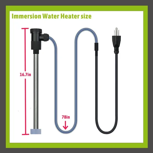 Vista 4 de Calentador de agua sumergible de inmersión de 1800 W para bañera de hidromasaje y piscina, calentador eléctrico portátil con temporizador WiFi