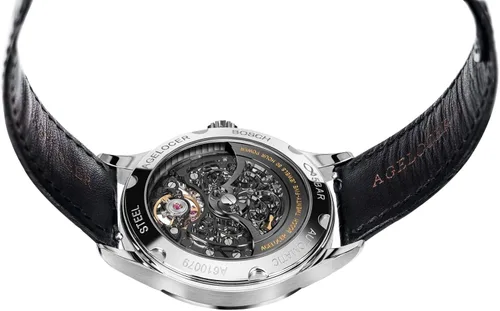Vista 3 de AGELOCER Reloj mecánico automático tallado hueco impermeable de acero inoxidable relojes de negocios para hombre