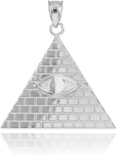 Vista 3 de Collar con colgante de plata de ley 925 con dije de pirámide de ojo de Providencia Illuminati
