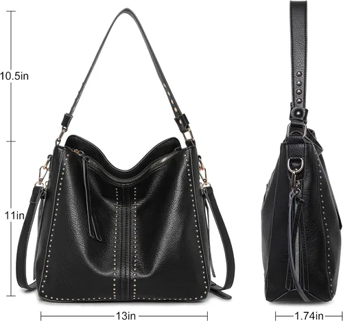 Vista 5 de Bolso bandolera grande de piel para mujer con correa cruzada y funda de quita y pon
