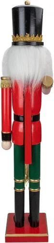 Vista 5 de Northlight Soldado cascanueces de Navidad rojo y verde de 36 pulgadas con cuerno