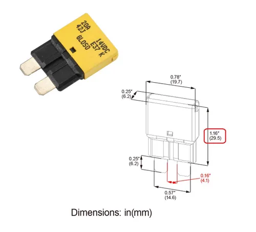 Vista 18 de GLOSO Circuit Breakers E37 Auto (T1) Reset Low Profile ATC/ATO - 1 Pack (3A)