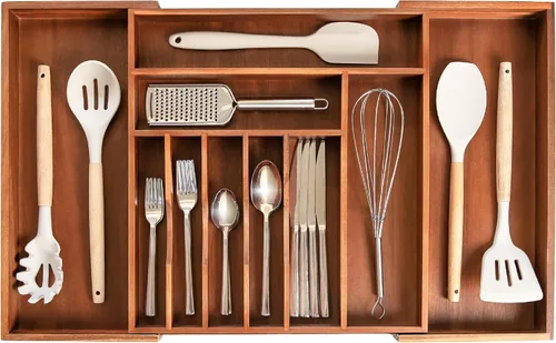 Vista 19 de KitchenEdge Organizador Premium de Cubiertos, Vajilla y Utensilios para Cajones de Cocina, Grado Comercial Apto para Alimentos, Expandible de 10.5 a