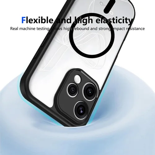 Vista 535 de Funda magnética transparente compatible con Xiaomi 17T, color negro 2 en 1 PC + TPU cubierta de teléfono a prueba de golpes, carcasa protectora