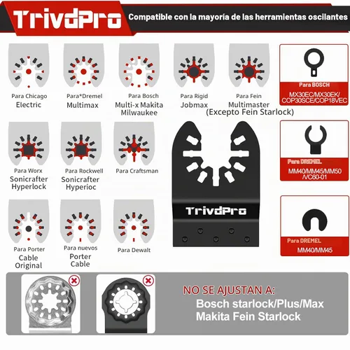Vista 5 de Hojas multiherramienta Hojas de herramienta multiusos Kits - TrivdPro 48 piezas Hoja de herramienta oscilante Hojas de sierra oscilantes para metal