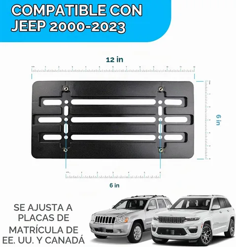 Vista 3 de Soporte de placa de parachoques delantero para Jeep 2000-2025, juego de soportes de placa con 6 tornillos únicos y kit de llave, kit de montaje