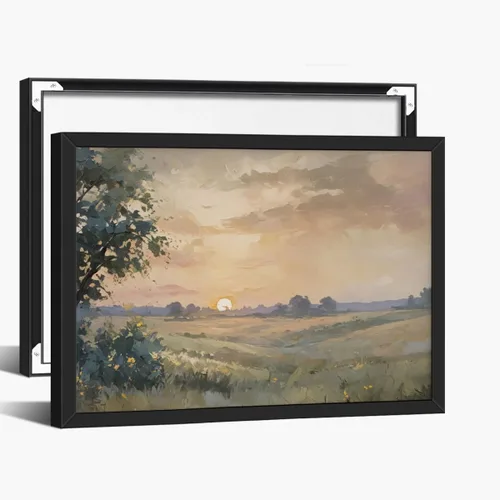 Vista 10 de Póster vintage de pato salvaje volador rústico, paisaje de campo, arte de pared, retro, clásico, naturaleza, lienzo, impresión de prado y patos