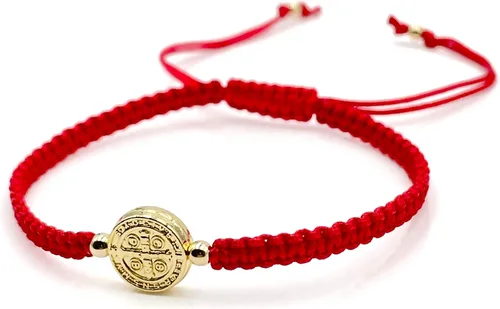 Vista 4 de St. Benedict Medal on Handcrafted Adjustable Red Cord Braided Bracelet - Protection Jewelry for Women