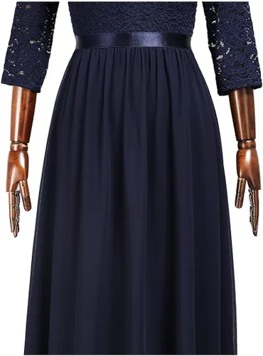 Vista 7 de MISSMAY Vestido de fiesta de dama de honor formal con encaje en V vintage para mujer