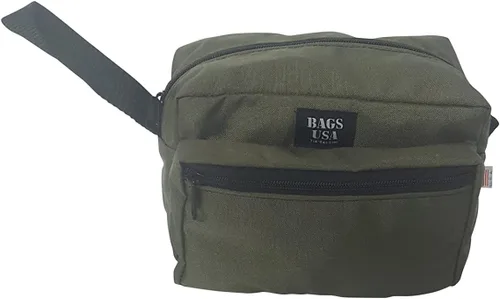 Vista 7 de Neceser tiene bolsillo frontal, bolsa de afeitar, kit de viaje cosmético fabricado en Estados Unidos. Negro