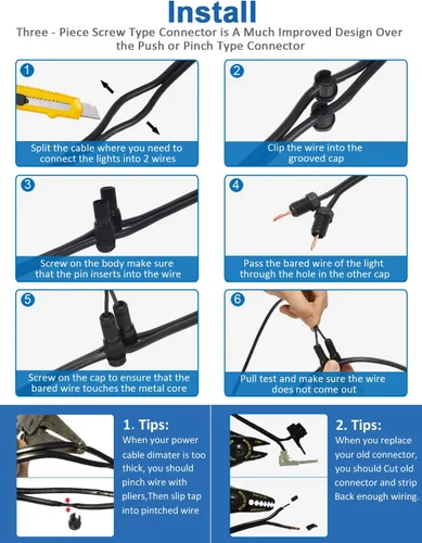 Vista 5 de SUNVIE Conector de cable de iluminación de paisaje Fastlock de bajo voltaje, conectores de cable de calibre 12-14 para luces de camino de paisaje