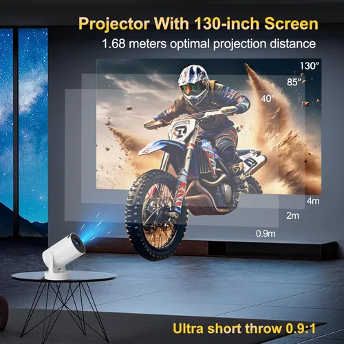 Vista 6 de Mini proyector con WiFi y Bluetooth, compatible con proyector portátil 1080P 4K, proyectores inteligentes Android 14 HY300 Ultra, corrección