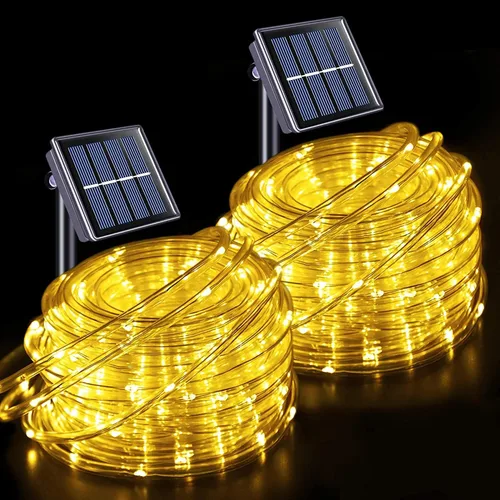 Vista 8 de JMEXSUSS - 100 luces LED solares de cuerda para exteriores, impermeables, 33 pies, luces solares para trampolín con clasificación IP65, 8 modos