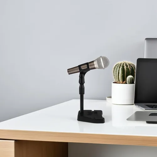 Vista 5 de Beaupretty Adjustable Rotation Table Top Mic Stand Clamp with U-shaped Holder Sturdy Metal Desktop Microphone Stand for Gaming Singing Professional