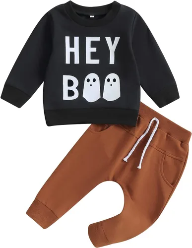 Vista 45 de Karwuiio Conjunto de disfraz de Halloween para bebé, sudadera de manga larga y pantalones para otoño