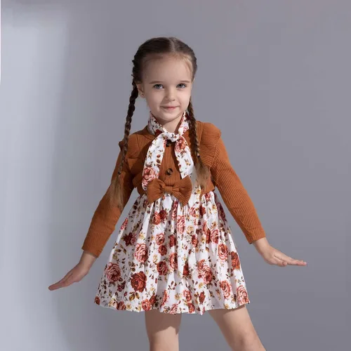 Vista 2 de PATPAT Baby Girl Dress Infant Girls Long Sleeve Baby Casual Dress Fall Winter Dress