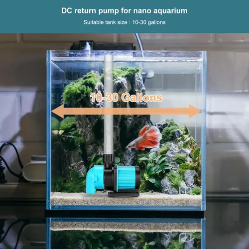 Vista 4 de Bomba de retorno para acuario de 400GPH con controlador de pantalla LCD, bomba de acuario DC 24V de 15W para acuario de agua salada y agua dulce