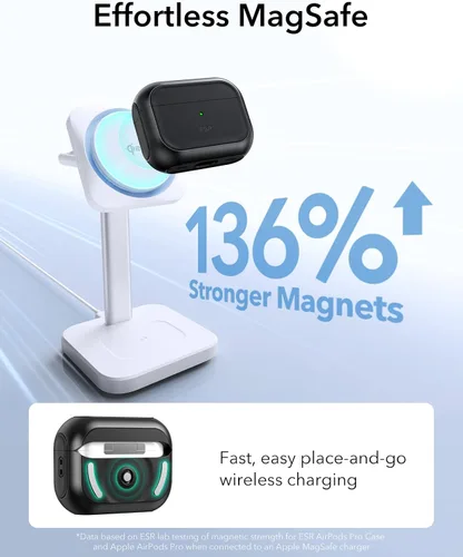 Vista 5 de ESR Funda para AirPods Pro 2, Compatible con Funda de Airpods Pro de 2ª / 1ª Generación (2023/2022/2019), Compatible con MagSafe, Cubierta de Negro