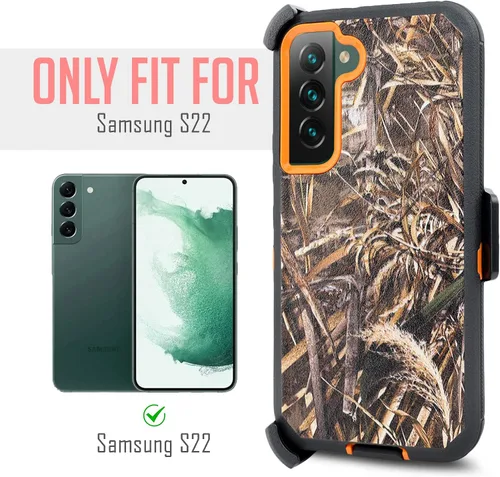 Vista 8 de Funda para Samsung Galaxy S22 de 6.1 pulgadas con funda de clip para cinturón, resistente de grado militar con soporte giratorio de 360° (camuflaje)