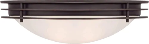 Vista 6 de Possini Euro Design Lámpara de techo moderna de montaje empotrado de 16 pulgadas de ancho, pantalla de cuenco de vidrio blanco con 2 luces de bronce
