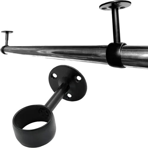 Vista 4 de Paquete de 4 soportes de barra de cortina de acero inoxidable de alta resistencia de 1 pulgada, soportes de extremo para poste de armario, soporte