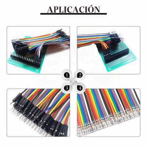 Vista 6 de Carcasa de enchufe Dupont enchufe macho/hembra 40 clavijas cabezas de pasador de 2,54 mm y juego de variedad de 10 cables y alambres IDC, cable