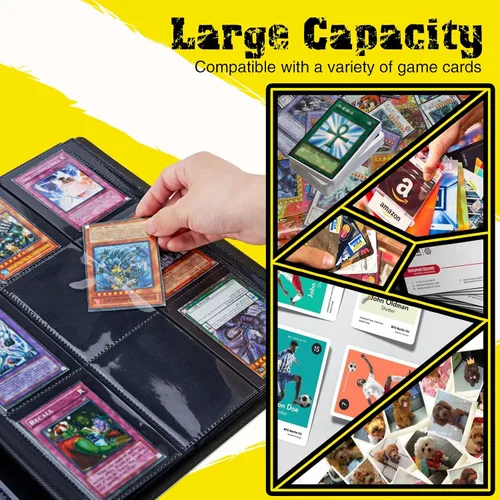 Vista 3 de Carpeta de tarjetas – Carpeta de 9 bolsillos para tarjetas intercambiables, carpeta de cuero de 360 bolsillos de carga lateral para MTG, TCG Bandera