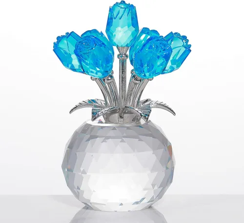 Vista 10 de Movdyka Figura de cristal de rosa negra con jarrón, ramo de flores, regalos para esposa, novia, mujer, rosas negras falsas, decoración gótica