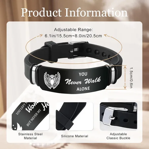 Vista 2 de ubmpj Pulsera de fotos personalizada para mujeres y hombres – Pulseras conmemorativas con imagen personalizada – Banda grabada de acero inoxidable