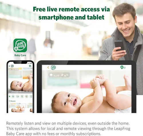 Vista 12 de LeapFrog Monitor de bebé LF925HD con cámara y audio, monitor de bebé de acceso remoto WiFi de 1080p, cámara panorámica e inclinación de 360°, zoom