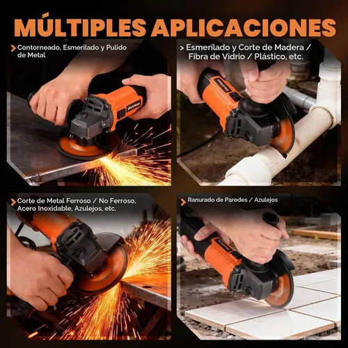 Vista 6 de Amoladora angular de 850W: Amoladora angular de 4-1/2 pulgadas - Amoladora angular de 11000RPM con 5 piezas de ruedas de corte y molienda, mango
