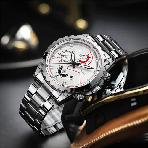 Vista 2 de Men's Fashion Stainless Steel Watches Quartz Watches Waterproof Chronograph Automatic Watch Wristwatches Stainsteel Steel Band Waterproof Watch