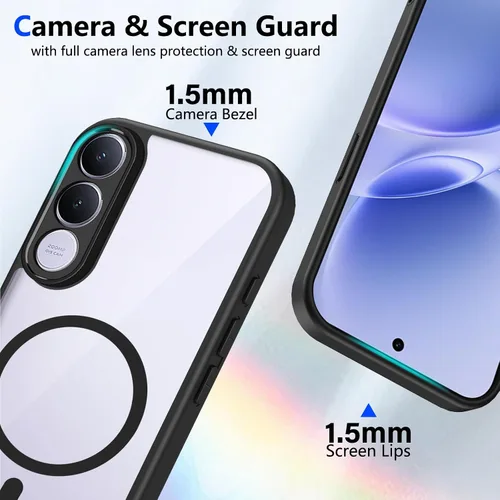 Vista 582 de Funda magnética transparente compatible con Xiaomi 17T, color negro 2 en 1 PC + TPU cubierta de teléfono a prueba de golpes, carcasa protectora