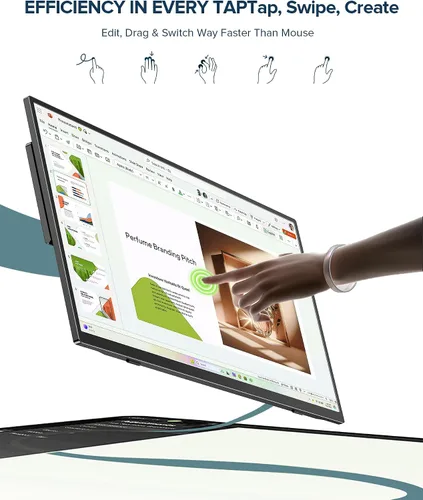 Vista 2 de Monitor portátil con pantalla táctil con batería de 8000 mAh, 15.6 pulgadas, 125% sRGB ultra delgado de 10 puntos, monitor de pantalla táctil USB-C