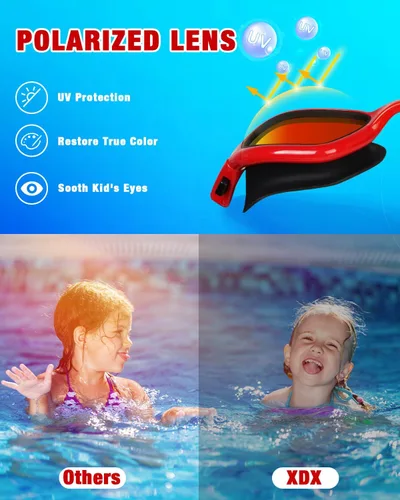 Vista 3 de XDX Gafas de natación para niños, gafas polarizadas con protección UV, antiniebla sin fugas para niños y jóvenes de 6 a 14 años